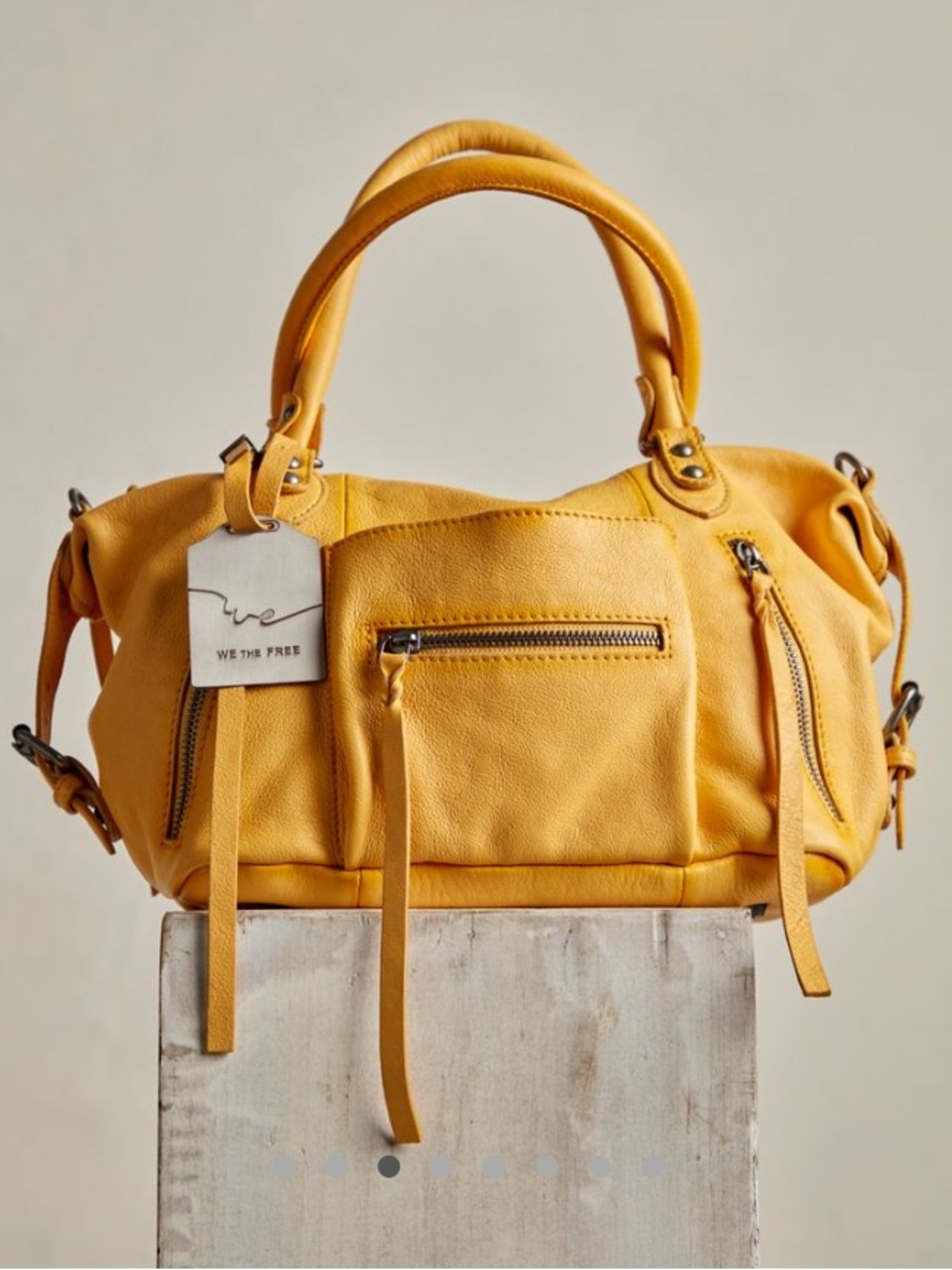 NWT FREE PEOPLE We The Free Baby Emerson Leather Tote Bag in Golden Sunset